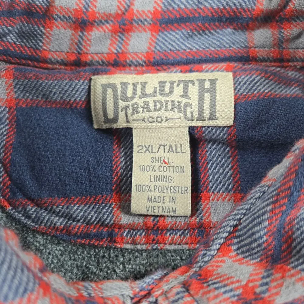 Duluth Trading Flapjack Fleece Lined Snap Plaid Flannel Men's Size 2XL Tall‎